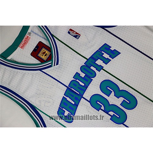 Maillot Charlotte Hornets Alonzo Mourning No 33 Retro Blanc